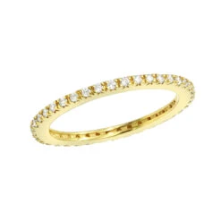 Thin Diamond Eternity Band 0.5ct 14K Yellow Gold Ladies Stackable Ring