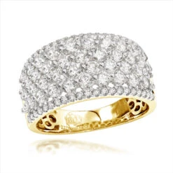 Unique Luxurman Bands: 14K Rose Gold Wide Diamond Ring For Women 2 Carat -H'Hen Sale Store uniqe luxurman bands 14k gold wide diamond ring for women 2 carat ye