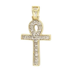 Unique 1 Carat Diamond Cross Pendant Egyptian Ankh Symbol Of Life 14K Yellow Gold -H'Hen Sale Store unique 1 carat diamond cross pendant egyptian ankh symbol of life 14k gold backye