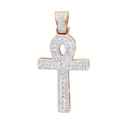 Unique 1 Carat Diamond Cross Pendant Egyptian Ankh Symbol Of Life 14K Yellow Gold -H'Hen Sale Store unique 1 carat diamond cross pendant egyptian ankh symbol of life 14k gold ro