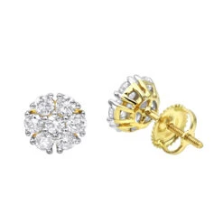 Unique 1 Carat Diamond Earrings Studs 14K Yellow Gold By Luxurman