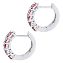Pink Diamond Huggie Earrings Hoops 1 Carat 14K White Gold 11 Pink Diamond Huggie Earrings Hoops 1 Carat 14K White Gold -H'Hen Sale Store unique 1 carat pink diamond hoop earrings 14k gold small huggies 018270 back white