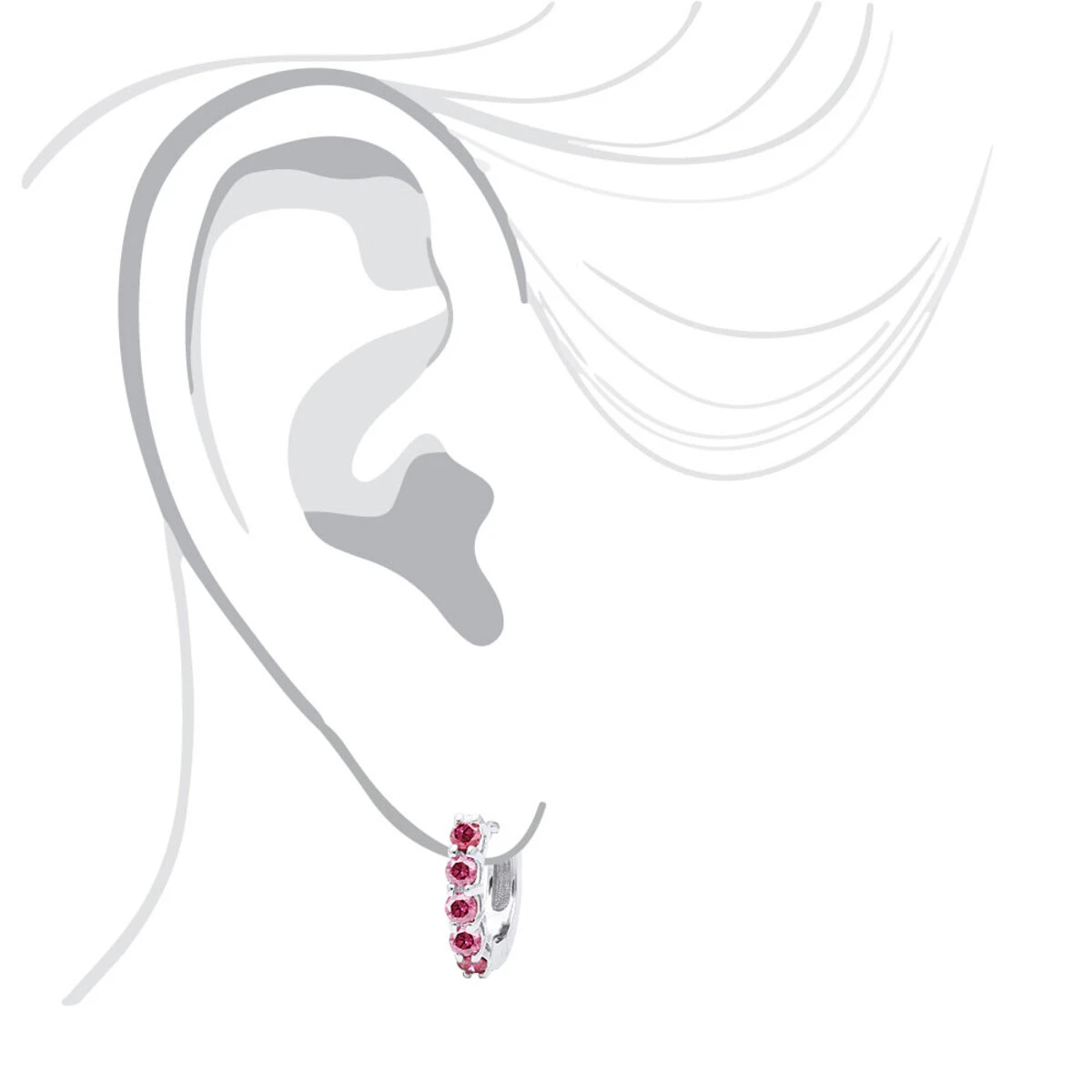 Pink Diamond Huggie Earrings Hoops 1 Carat 14K White Gold 7 Pink Diamond Huggie Earrings Hoops 1 Carat 14K White Gold - Image 5