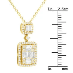 Unique 14K Yellow Gold 1 Carat Round And Baguette Diamond Pendant Necklace For Women 17 Unique 14K Yellow Gold 1 Carat Round And Baguette Diamond Pendant Necklace For Women -H'Hen Sale Store unique 1 carat round baguette diamond pendant necklace for women 14k gold 803211 rulerye