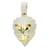 Unique 10K Yellow Gold Lion Head Diamond Pendant For Men 0.9ct By Luxurman