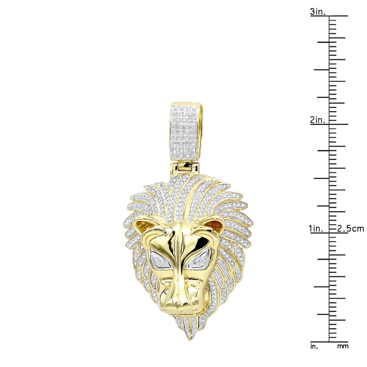 Unique 10K Yellow Gold Lion Head Diamond Pendant For Men 0.9ct By Luxurman 8 Unique 10K Yellow Gold Lion Head Diamond Pendant For Men 0.9ct By Luxurman - Image 6