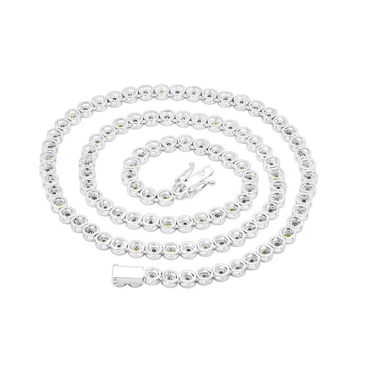 Unique 14K Yellow Gold Chain Blue And Yellow Diamond Necklace For Men 5Ct 6 Unique 14K Yellow Gold Chain Blue And Yellow Diamond Necklace For Men 5Ct - Image 4