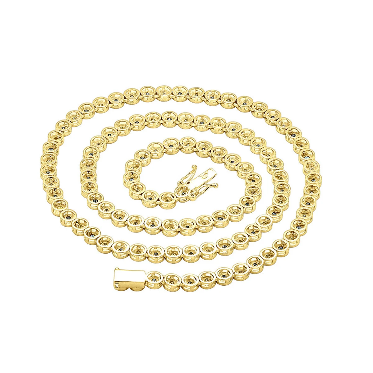 Unique 14K Yellow Gold Chain Blue And Yellow Diamond Necklace For Men 5Ct 7 Unique 14K Yellow Gold Chain Blue And Yellow Diamond Necklace For Men 5Ct - Image 5