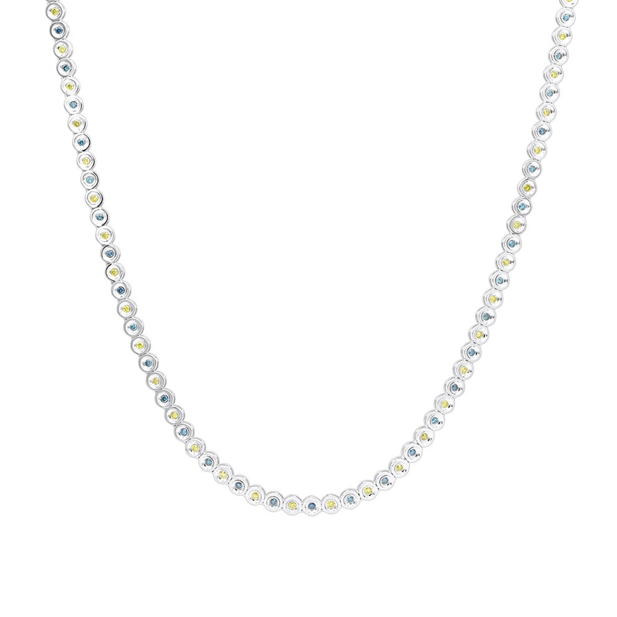 Unique 14K Yellow Gold Chain Blue And Yellow Diamond Necklace For Men 5Ct 4 Unique 14K Yellow Gold Chain Blue And Yellow Diamond Necklace For Men 5Ct - Image 2