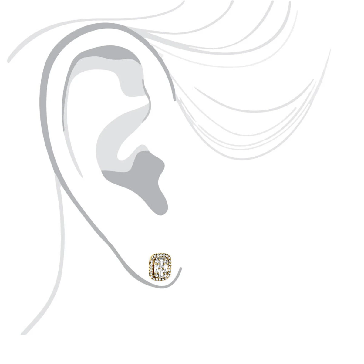 Unique Women's Or Men's Round & Baguette Diamond Cluster Earrings Studs 0.6ct 6 Unique Women's Or Men's Round & Baguette Diamond Cluster Earrings Studs 0.6ct - Image 4