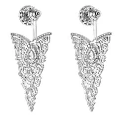 Unique 14K White Gold Designer Baguette Round Diamond Earrings 4ct -H'Hen Sale Store unique 14k gold designer baguette round diamond earrings 4ct backwh