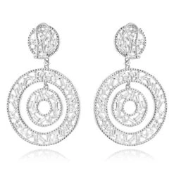 Unique 14K White Gold Designer Baguette Round Diamond Earrings For Women 7ct -H'Hen Sale Store unique 14k gold designer baguette round diamond earrings for women 7ct backwh