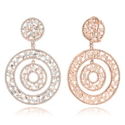 Unique 14K White Gold Designer Baguette Round Diamond Earrings For Women 7ct -H'Hen Sale Store unique 14k gold designer baguette round diamond earrings for women 7ct ro