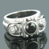 Unique 14K White Gold Men's Designer White And Black Diamond Ring 2.02ct