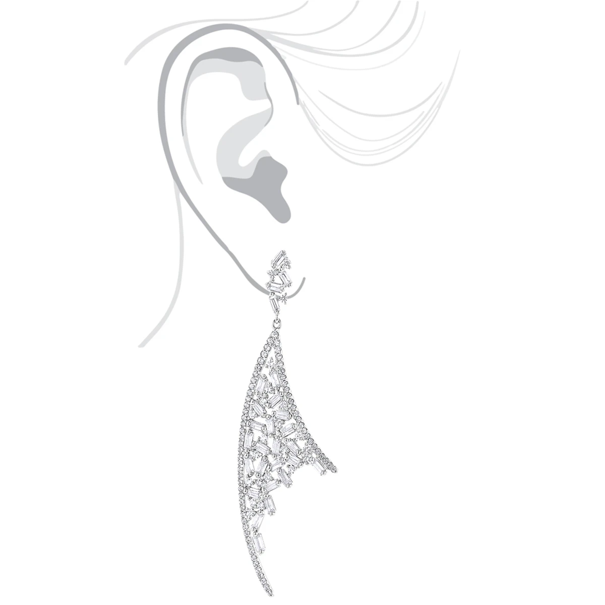 Unique 14K White Gold Designer Diamond Earrings 3.3ct 7 Unique 14K White Gold Designer Diamond Earrings 3.3ct - Image 5