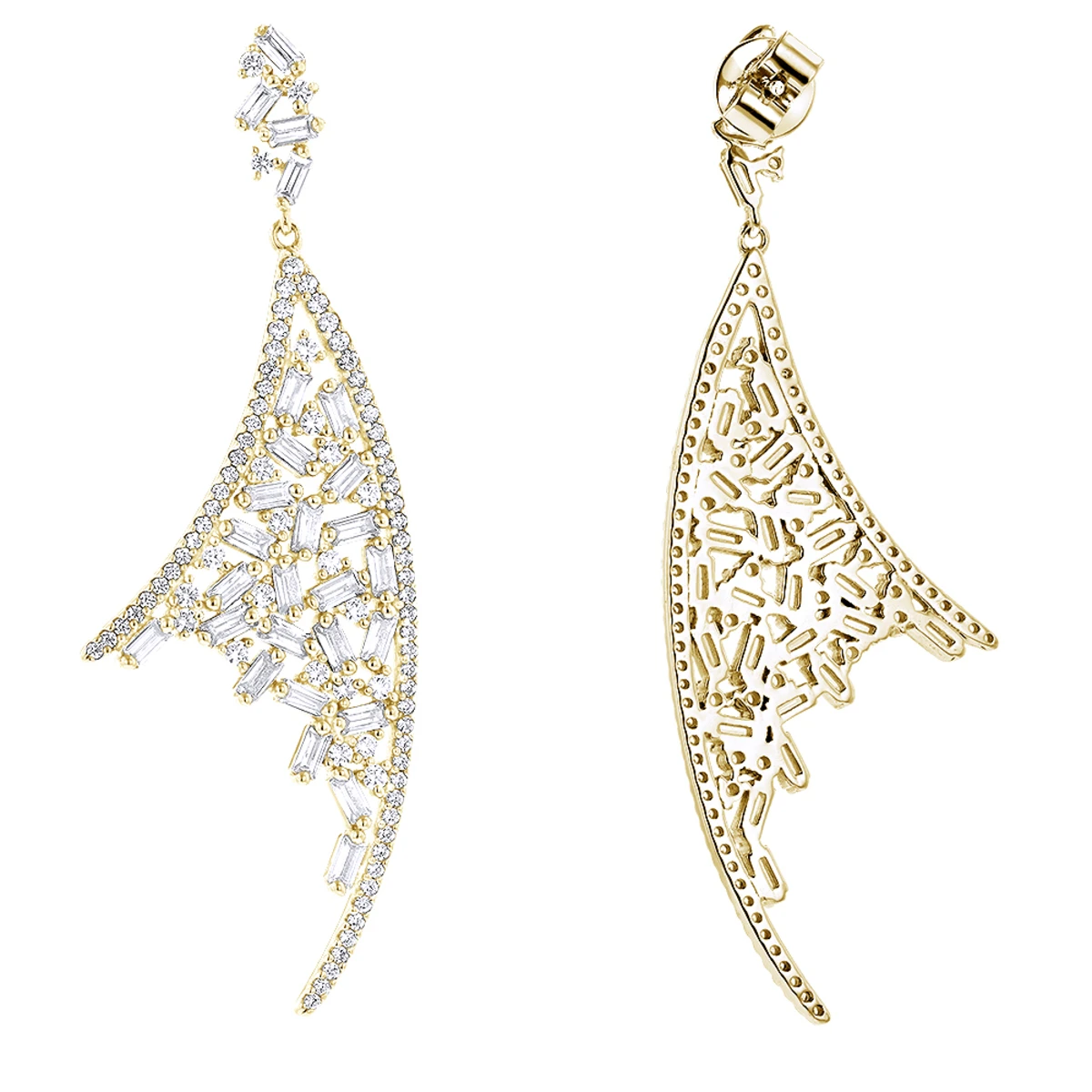 Unique 14K White Gold Designer Diamond Earrings 3.3ct 4 Unique 14K White Gold Designer Diamond Earrings 3.3ct - Image 2