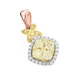 Unique 14K White Gold Designer White Yellow Diamond Women's Pendant By Luxurman -H'Hen Sale Store unique 14k gold designer white yellow diamond womens pendant by luxurman ro