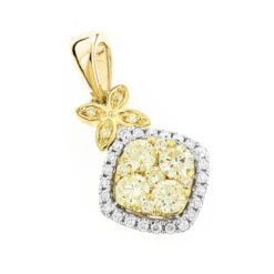 Unique 14K White Gold Designer White Yellow Diamond Women's Pendant By Luxurman -H'Hen Sale Store unique 14k gold designer white yellow diamond womens pendant by luxurman ye