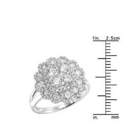 Unique 14K White Gold Diamond Cluster Flower Ring For Women 1.5ct By Luxurman -H'Hen Sale Store unique 14k gold diamond cluster flower ring for women 15ct by luxurman rulerwh