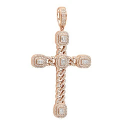 Unique 14K White Gold Large Cuban Link Cross Diamond Pendant For Men 2.5ct 3 Inch -H'Hen Sale Store unique 14k gold large cuban link cross diamond pendant for men 25ct 3 inch 803174 ro