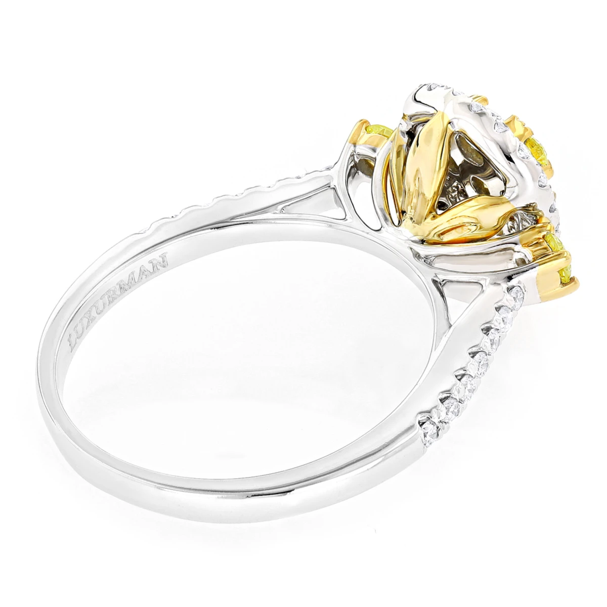 Unique 14K White Gold One Carat Yellow White Diamond Ring For Women By Luxurman 6 Unique 14K White Gold One Carat Yellow White Diamond Ring For Women By Luxurman - Image 4
