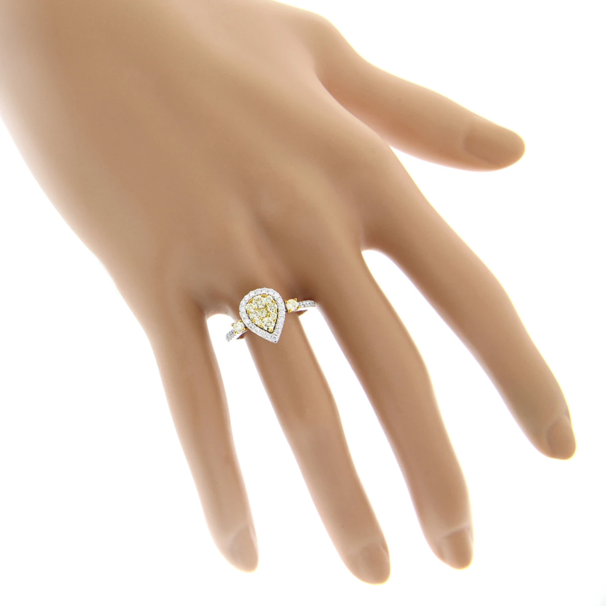 Unique 14K White Gold One Carat Yellow White Diamond Ring For Women By Luxurman 7 Unique 14K White Gold One Carat Yellow White Diamond Ring For Women By Luxurman - Image 5