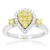 Unique 14K White Gold One Carat Yellow White Diamond Ring For Women By Luxurman -H'Hen Sale Store unique 14k gold one carat yellow white diamond ring for women by luxurman mainwh