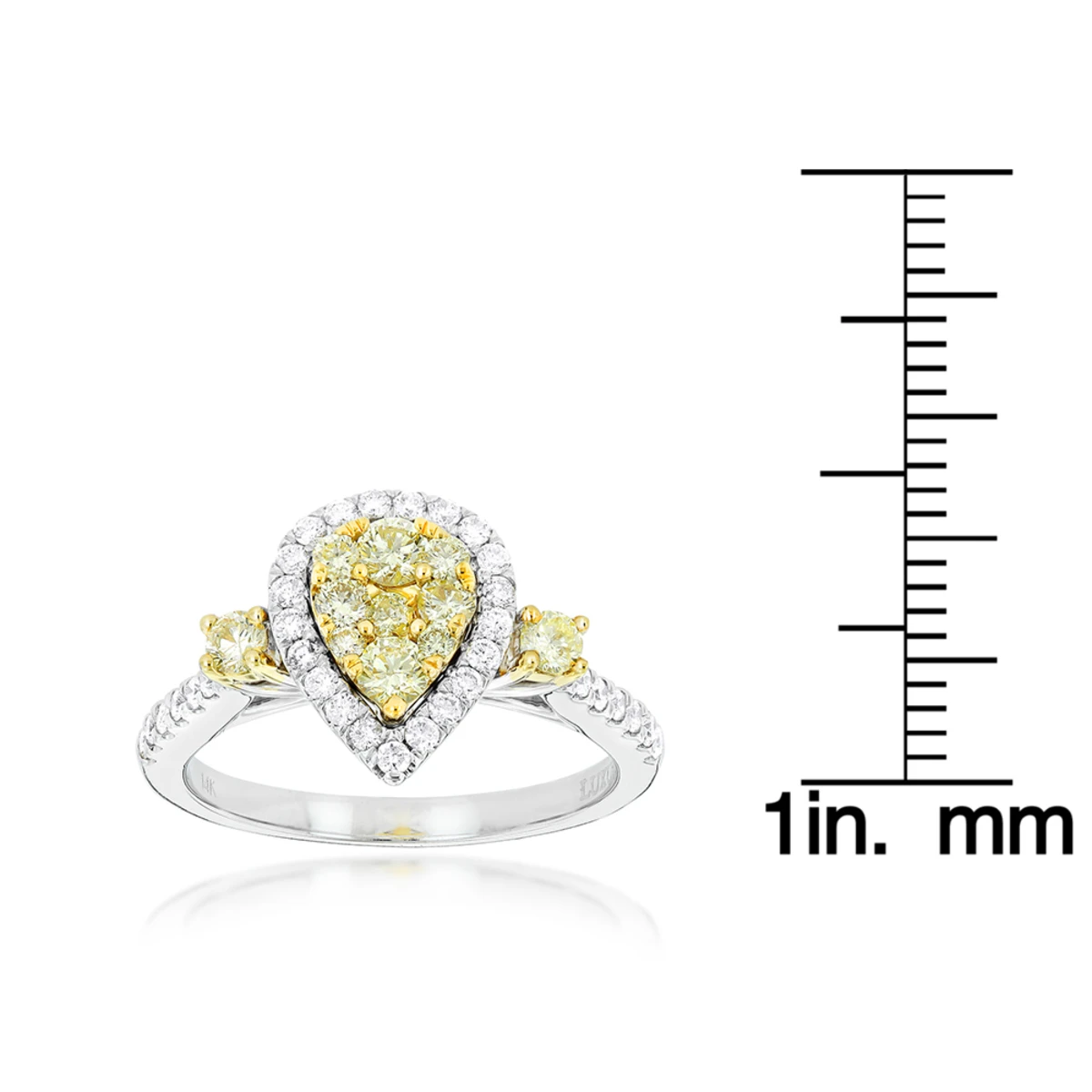 Unique 14K White Gold One Carat Yellow White Diamond Ring For Women By Luxurman 8 Unique 14K White Gold One Carat Yellow White Diamond Ring For Women By Luxurman - Image 6