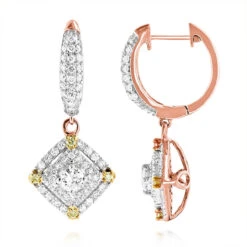 Unique 14K White Gold White And Yellow Diamond Earrings For Women Drop Design 10 Unique 14K White Gold White And Yellow Diamond Earrings For Women Drop Design -H'Hen Sale Store unique 14k gold white and yellow diamond earrings for women drop design ro