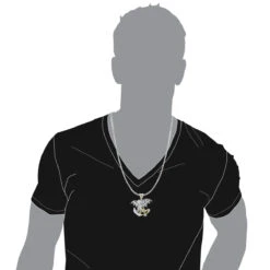 Unique 14K White Gold White Yellow Blue Diamond Dragon Pendant For Men 4.25ct -H'Hen Sale Store unique 14k gold white yellow blue diamond dragon pendant for men 425ct bodwh