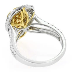 Unique 14K White Gold White Yellow Diamond Pear Shape Cluster Ring For Women 1.5c 11 Unique 14K White Gold White Yellow Diamond Pear Shape Cluster Ring For Women 1.5c -H'Hen Sale Store unique 14k gold white yellow diamond pear shape cluster ring for women 15c backwh