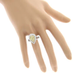 Unique 14K White Gold White Yellow Diamond Pear Shape Cluster Ring For Women 1.5c 12 Unique 14K White Gold White Yellow Diamond Pear Shape Cluster Ring For Women 1.5c -H'Hen Sale Store unique 14k gold white yellow diamond pear shape cluster ring for women 15c bodwh