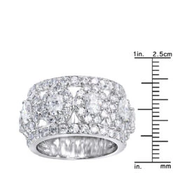 Unique 14K White Gold Wide Diamond Wedding Band 6.55ct Ladies Anniversary Ring -H'Hen Sale Store unique 14k gold wide diamond wedding band 655ct ladies anniversary ring 000799 rulerwh