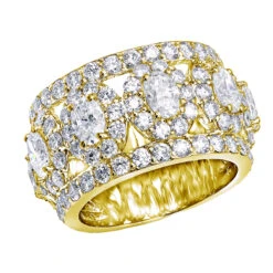 Unique 14K White Gold Wide Diamond Wedding Band 6.55ct Ladies Anniversary Ring -H'Hen Sale Store unique 14k gold wide diamond wedding band 655ct ladies anniversary ring 000799 ye