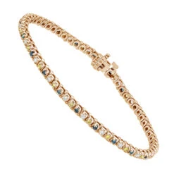 Unique 14K White Gold Yellow White Blue Diamond Tennis Bracelet For Women 1.5ct -H'Hen Sale Store unique 14k gold yellow white blue diamond tennis bracelet for women 15ct ro