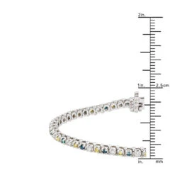 Unique 14K White Gold Yellow White Blue Diamond Tennis Bracelet For Women 1.5ct -H'Hen Sale Store unique 14k gold yellow white blue diamond tennis bracelet for women 15ct rulerwh