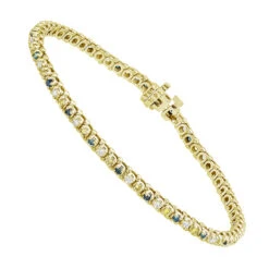 Unique 14K White Gold Yellow White Blue Diamond Tennis Bracelet For Women 1.5ct -H'Hen Sale Store unique 14k gold yellow white blue diamond tennis bracelet for women 15ct ye