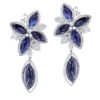 Unique 18K White Gold Ladies Designer Diamond Flower Earrings Blue Sapphires 1 Unique 18K White Gold Ladies Designer Diamond Flower Earrings Blue Sapphires -H'Hen Sale Store unique 18k gold ladies designer diamond flower earrings blue sapphires 1