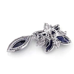 Unique 18K White Gold Ladies Designer Diamond Flower Earrings Blue Sapphires -H'Hen Sale Store unique 18k gold ladies designer diamond flower earrings blue sapphires 2