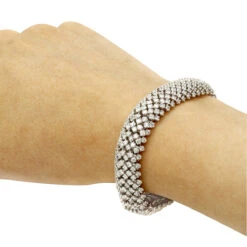 Unique 18K White Gold Ladies Diamond Bracelet 14.6ct G/VS By Luxurman -H'Hen Sale Store unique 18k gold ladies diamond bracelet 146ct gvs by luxurman bodwh