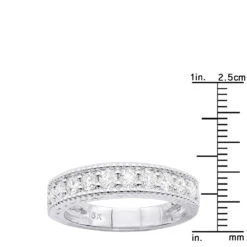Unique 18K White Gold VVS Diamond Wedding Band For Women Vintage Style 1.2ct -H'Hen Sale Store unique 18k gold vvs diamond wedding band for women vintage style 12ct 000965 ruler white