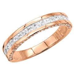 Unique Women's Wedding Ring 2 Carat Round & Princes Diamond Band 14K White Gold 4mm 12 Unique Women's Wedding Ring 2 Carat Round & Princes Diamond Band 14K White Gold 4mm -H'Hen Sale Store unique 2 carat round princess diamond band 14k gold womens wedding ring 4mm rose