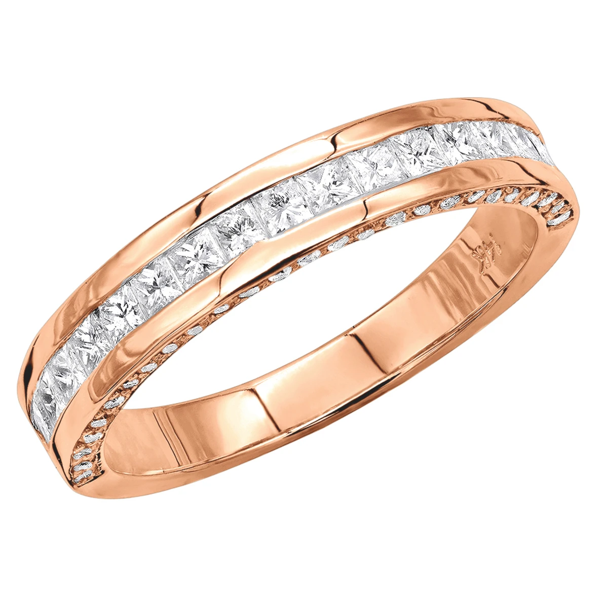 Unique Women's Wedding Ring 2 Carat Round & Princes Diamond Band 14K White Gold 4mm 5 Unique Women's Wedding Ring 2 Carat Round & Princes Diamond Band 14K White Gold 4mm - Image 3