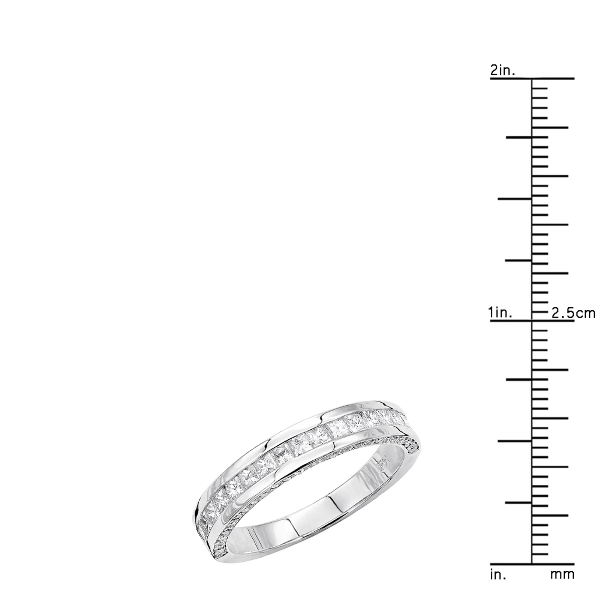 Unique Women's Wedding Ring 2 Carat Round & Princes Diamond Band 14K White Gold 4mm 10 Unique Women's Wedding Ring 2 Carat Round & Princes Diamond Band 14K White Gold 4mm - Image 8