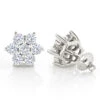 Unique 2.5 Carat Diamond Stud Earrings Cluster Star Design 14K White Gold