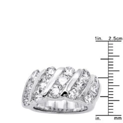 Unique 3 Carat Women's Diamond Wedding Band 18K White Gold Anniversary Ring -H'Hen Sale Store unique 3 carat diamond womens diamond wedding band 18k gold anniversary ring 000910 ruler white