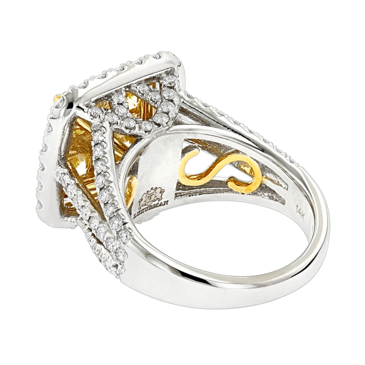 Unique 4 Carat Natural Yellow Diamond Halo Engagement Ring 14K White Gold 6 Unique 4 Carat Natural Yellow Diamond Halo Engagement Ring 14K White Gold - Image 4