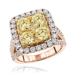 Unique 4 Carat Natural Yellow Diamond Halo Engagement Ring 14K White Gold 10 Unique 4 Carat Natural Yellow Diamond Halo Engagement Ring 14K White Gold -H'Hen Sale Store unique 4 carat natural yellow diamond halo engagement ring 14k gold ro