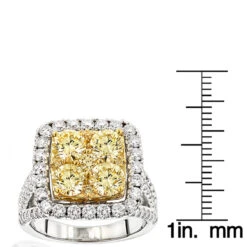 Unique 4 Carat Natural Yellow Diamond Halo Engagement Ring 14K White Gold 13 Unique 4 Carat Natural Yellow Diamond Halo Engagement Ring 14K White Gold -H'Hen Sale Store unique 4 carat natural yellow diamond halo engagement ring 14k gold rulerwh