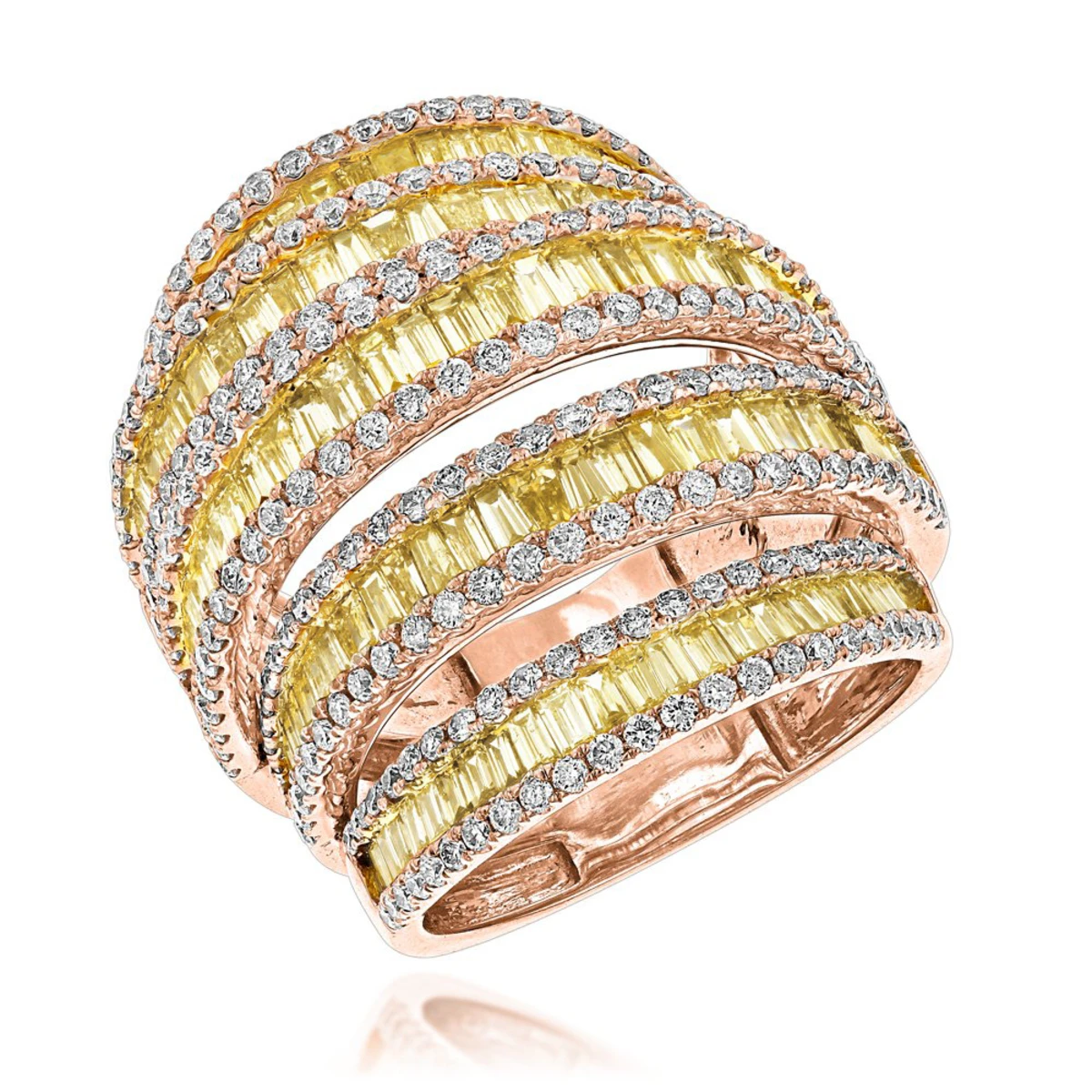 Unique 7ct Ladies White Yellow Diamond Cocktail Ring 14K White Gold By Luxurman 5 Unique 7ct Ladies White Yellow Diamond Cocktail Ring 14K White Gold By Luxurman - Image 3